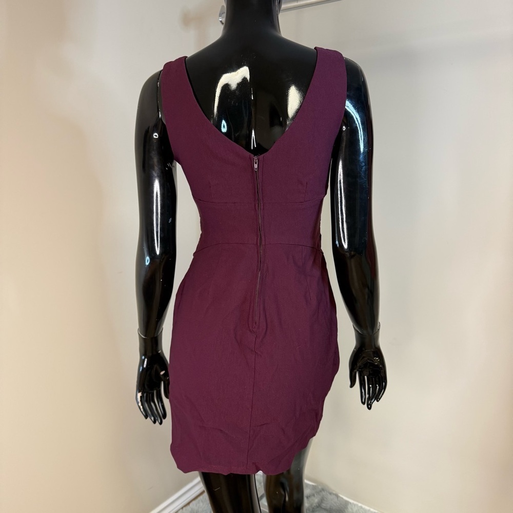 Eclipse Deep Plum Ruched Mini Dress - Holiday Party Cocktail Attire - Picture 3 of 6